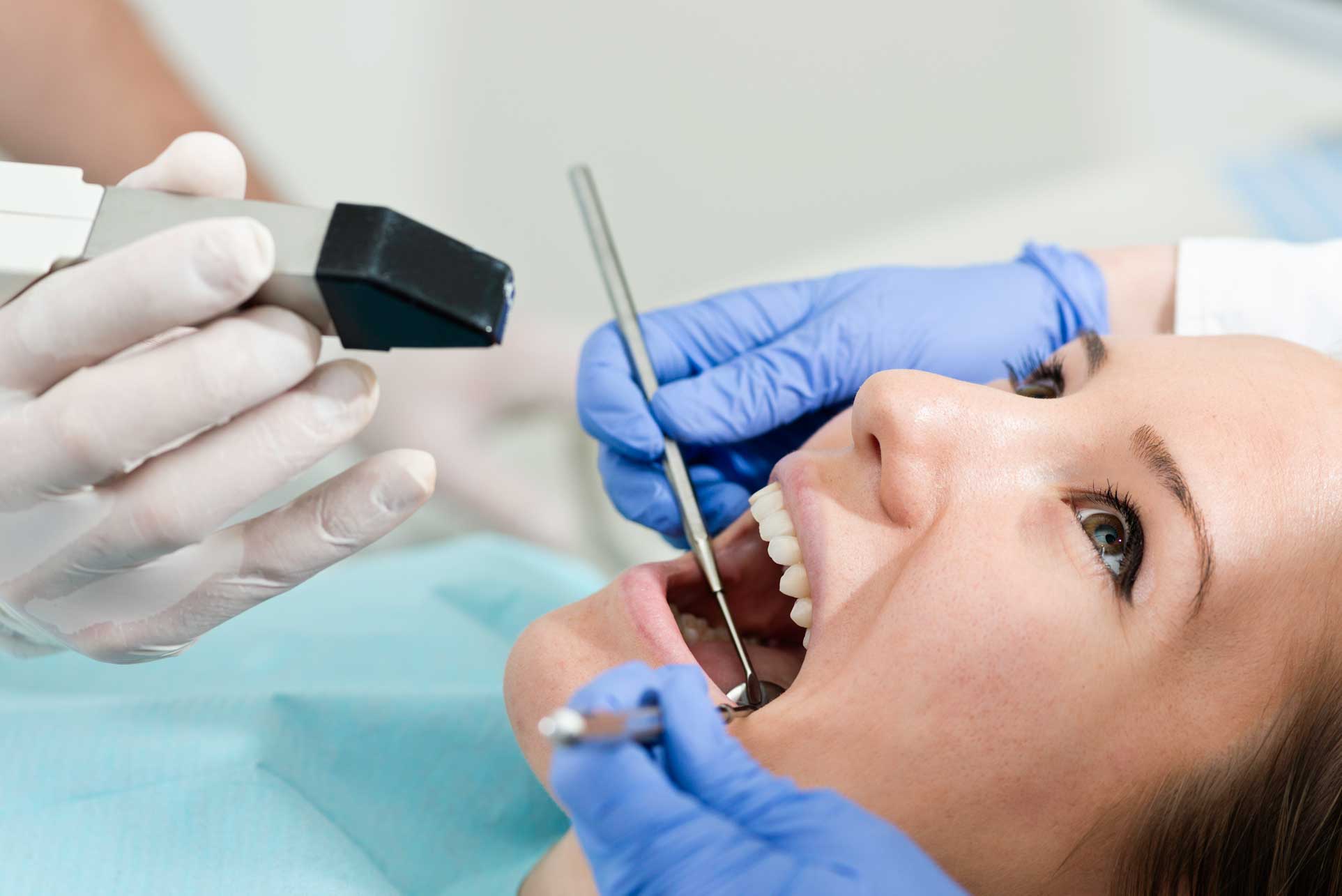 Young woman having cosmetic dentistry work done.